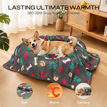 Luciphia 1 Pack 6 Dog Blankets Cat Soft Fluffy Fleece Pet Blanket Warm Cute Print Design Puppy Kitten Doggy Bone Small(23"x16")
