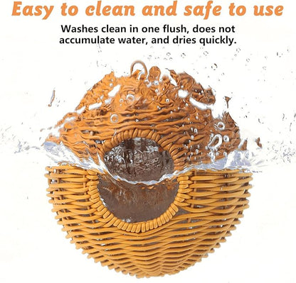 BNOSDM Rattan Bird Nest Parrot Nesting House Parakeet Nesting Soft Lovebird Warm Bed Sleeping for Parrots Bird Cage Accessories for Cockatiels Budgerigars Finches Canaries (Single-Hole Style)