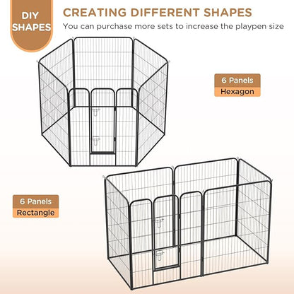 BestPet | Dog Playpen | 40 Inch, 6 Panels | Heavy Duty Metal Pet Exercise Pen | Indoor Outdoor Fence Panels | Rust-Resistant, Removable, Tool-Free Setup | Anti-Skid, Expandable Design