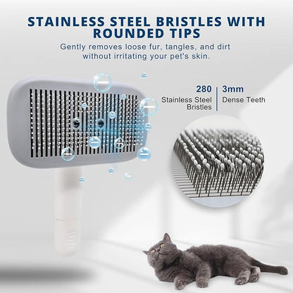 2025 Self-Cleaning Pet Grooming Brush with Negative Ion Technology  Slicker Brush for Cats & Dogs, Reduces Shedding, Gentle on Skin, Easy Release Button for Long & Short Hair