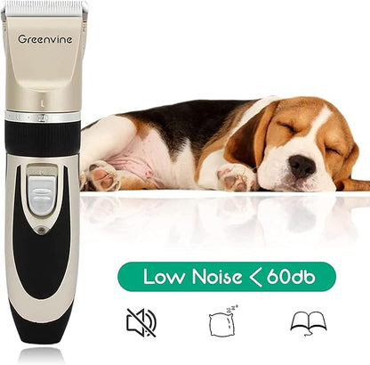 Dog Shaver Clippers Low Noise Dog Grooming Kit USB Rechargeable Pet Hair Clipper Trimmers,Shaver Suitable for Small and Large Dogs Cats Animals (Gold)