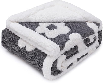 Luciphia Waterproof Dog Cat Blanket Fluffy Thick Fleece Pet Blanket,Washable Double Sided Sherpa Calming Blankets Flower Print Blankets for Medium Large Dogs Cats(Dark Grey,57x40 inches)
