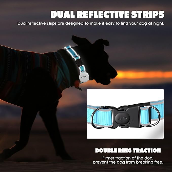 Dog Tracker GPS Collar No Monthly Fee, Real-Time Mini Pet Tracker for Small Medium Large Dogs, Reflective Waterproof Dog Tracking Collar with Bell, Indoor & Outdoor (Only for iOS)