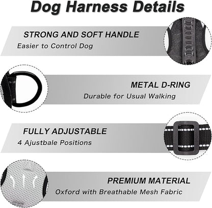 Dog Harness with Soft Handle, Adjustable and Breathable Dog Harness for Small Dogs No Pull, Reflective No Choke Dog Vest Harness, Easy to Put On Take Off(Black, S)