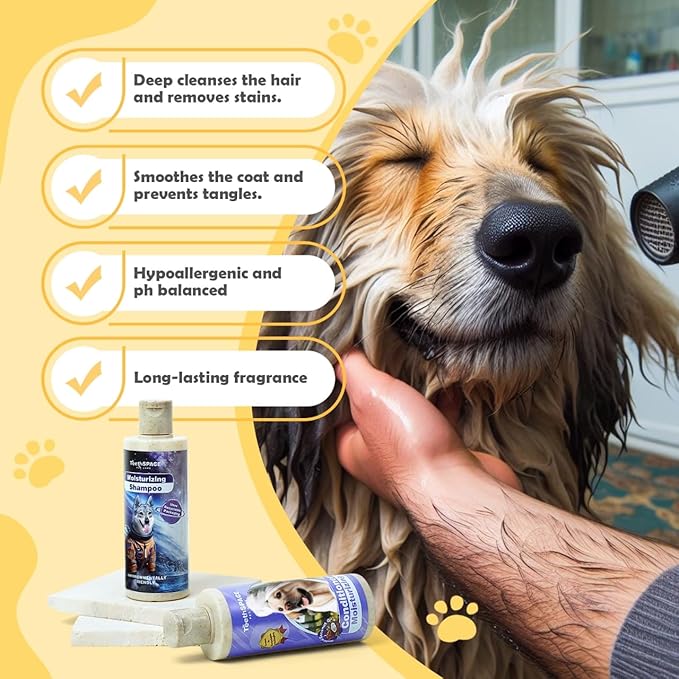 Odor Control Dog Shampoo and Conditioner Set, Dry Skin&Itchy Relief，for Allergies and Itching Dog or Puppy，Hypoallergenic Dog Shampoo for Sensitive Skin(Net 6.76 FL Oz)