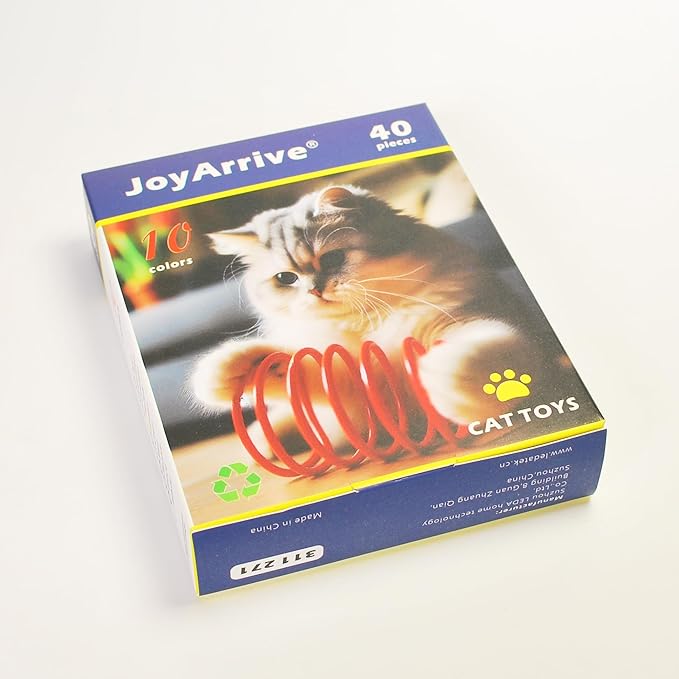 40Pcs 10 Colors Box Stored Springs for Indoor Cats, Cats Coil, Cat Interactive Toys, Cat Swatting Toy, Self-Play Toys, Hunting Toy, Kitten Spring