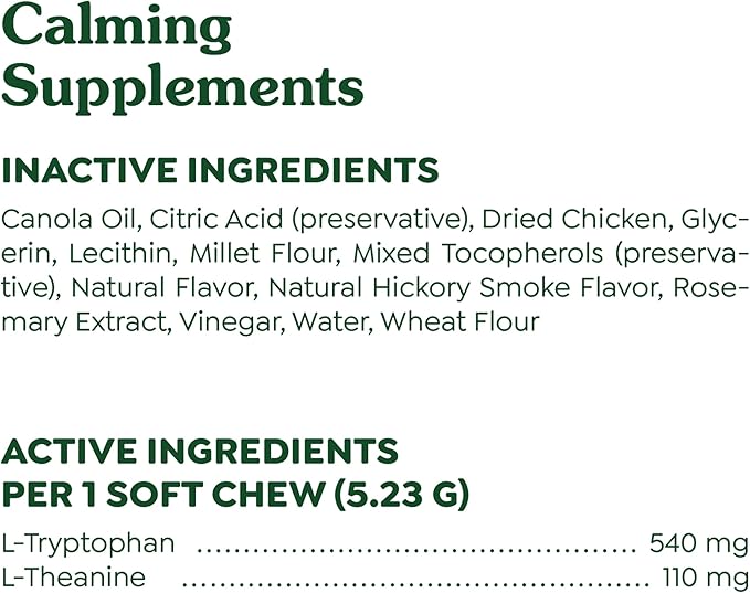 Greenies Supplements Calming Chews for Dogs Chicken Flavor, 7.3 oz. Container of 40 ct.