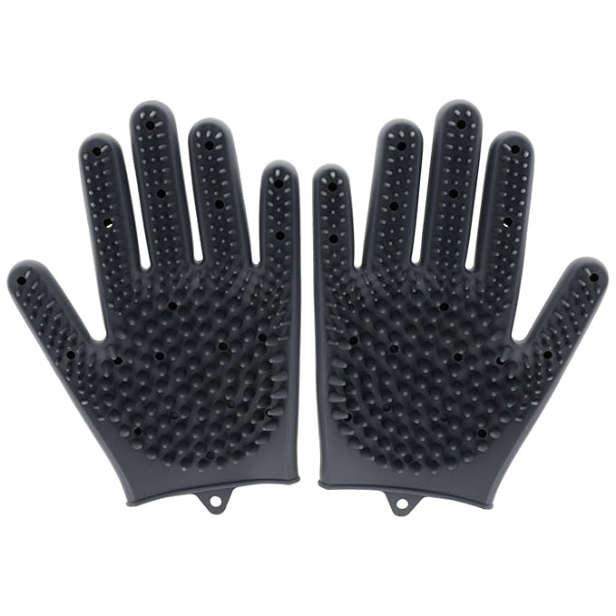 2pcs Pet Grooming Gloves for Cats, Dogs, Rabbits, Horses  Silicone Hair Remover, Shedding Bath Brush, Massage Mitts