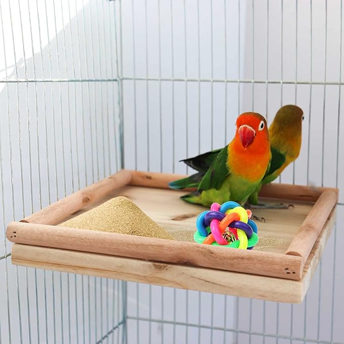 Dnoifne Natural Wooden Parrot Bird Perch Stand, Natural Wooden Bird Cage Stand Pole Accessories, Paw Grinding Standing Climbing Perch for Parrot, Parakeet, Budgies, Lovebirds