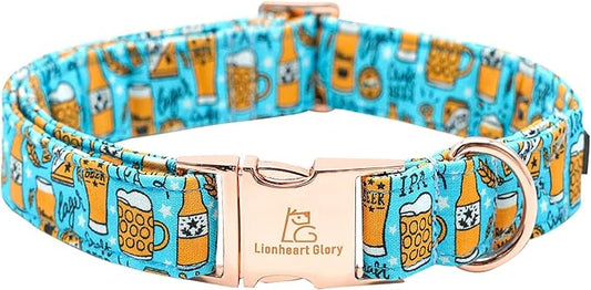 Lionheart glory Dog Collar Blue Dog Collar Summer Dog Collar Party Collar Dog Boy or Girl Soft Durable Adjustable Dog Collars for Medium Dogs