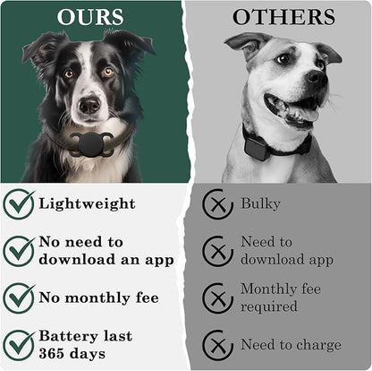 Dog Tracker with Collar Holder, Smart Pet Tracker, MFi Certificated Tracking Device, Waterproof Bluetooth, No Monthly Fee, Works with Find My, Not GPS Tracker (iOS Only), Black