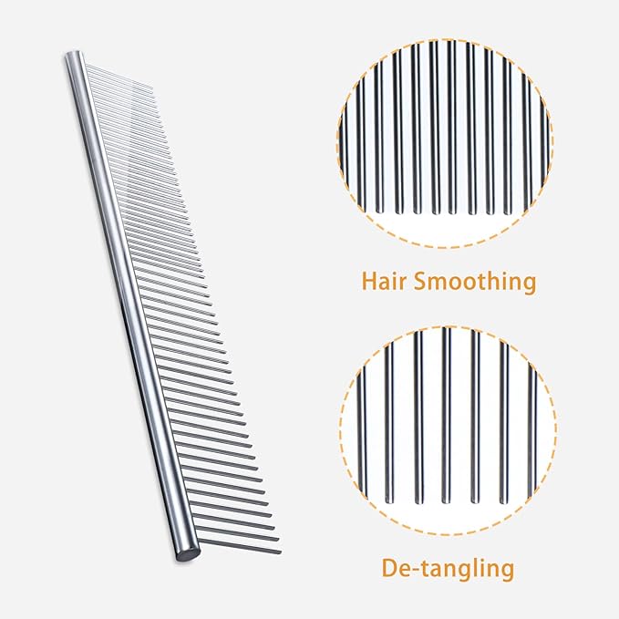 4 PCS Flea Combs Metal Comb for Dogs Tick Comb for Dogs Fine-Tooth Stainless Grooming Massage Combs Puppy Stainless Steel Pets Grooming Kit for Removing Mats Knots Loose Fur from the Undercoat