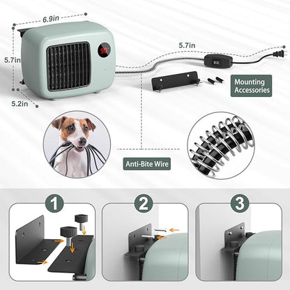 600W Dog House Heater,Anti-Bite Cord Heated Dog House,Wall-Mounted Dog Heater,Dog House Heater Outdoor Keep Your Pet Warm and Happy UL Tested for Safety (green)