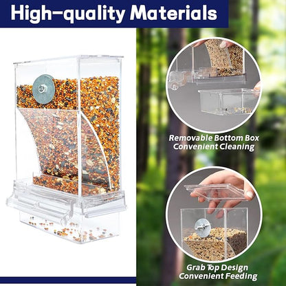 VERTUPET No Mess Bird Feeders with Water Dispenser Automatic Transparent Acrylic Food Container Drinker for Cage Automatic Parrot Feeder Seed Container Cage Accessories (Orange)