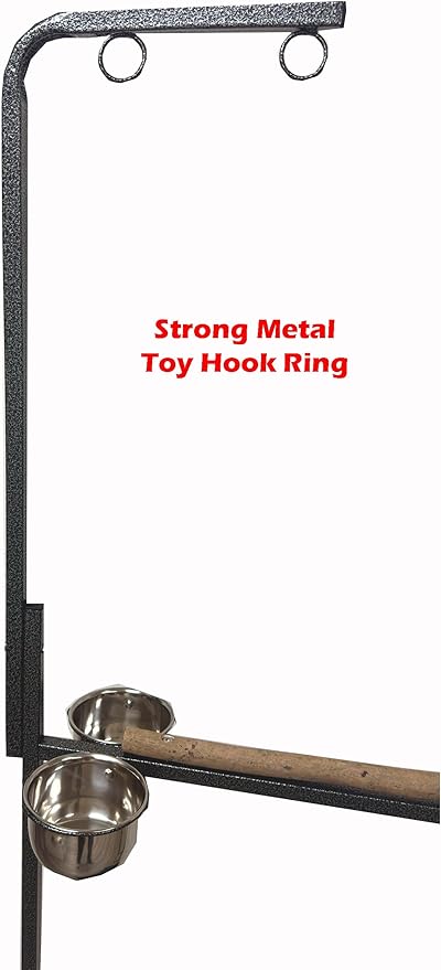 65.5 Inch X-Large Parrot Natural Perch Stand Bird Play Ground Training with Strong Climbing Play Ladder Stainless Feeding Bowls Toy Hook Removable Washable Tray Lockable Rolling Wheels