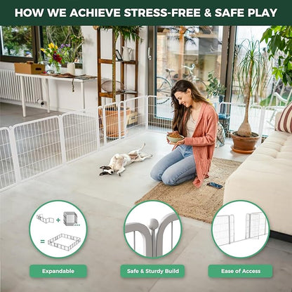 FXW Homeplus Dog Playpen for Indoor Use - Stress-Free and Safe Play, Heavy Duty 32 Inch 12 Panels Dog Pen for Small and Medium Dogs, White_atented