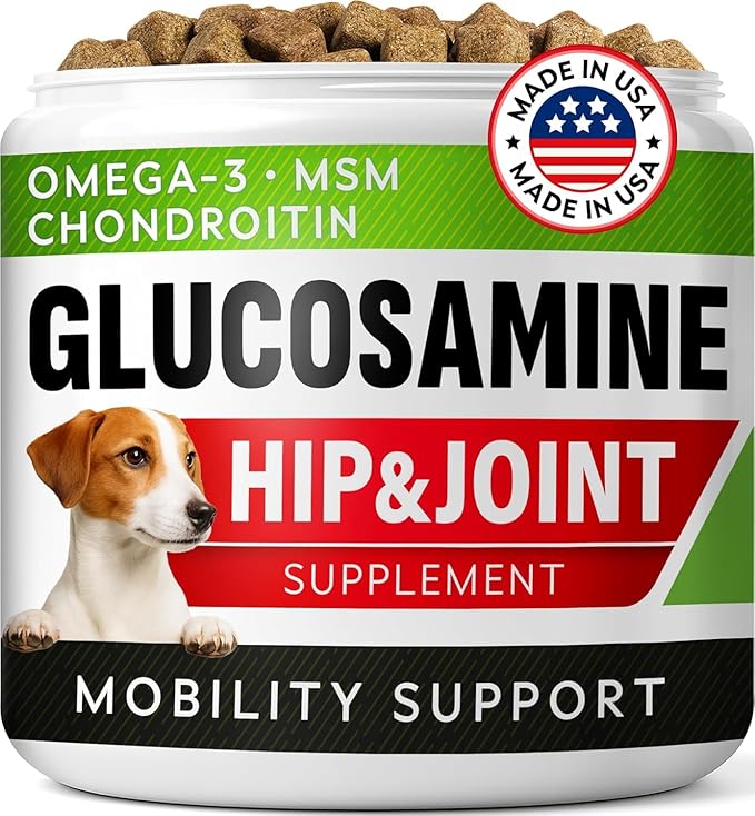 Hip & Joint Support for Dogs - Hemp Chews for Dog Joint Pain Relief with Glucosamine & Chondroitin - Joint Supplement for Large & Small Breeds - Senior Dog Mobility Treats - 120ct, Lamb Flavor