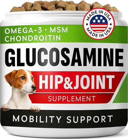 Hip & Joint Support for Dogs - Hemp Chews for Dog Joint Pain Relief with Glucosamine & Chondroitin - Joint Supplement for Large & Small Breeds - Senior Dog Mobility Treats - 120ct, Lamb Flavor