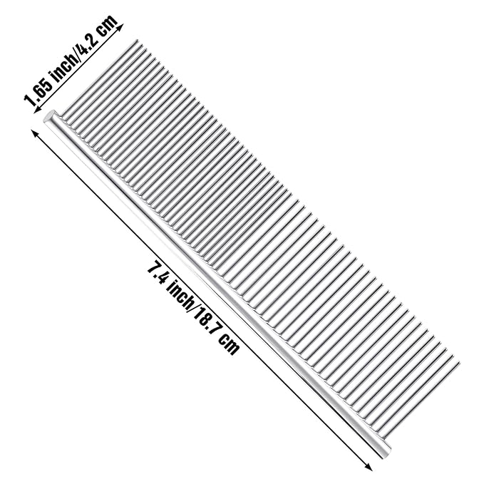 Metal Dog Comb Pet Steel Dematting Comb, Metal Cat Comb Detangler Flea Comb Doodle Brush for Removing Tangles and Knots, Professional Grooming Matting Tool for Long Haired Dogs, Cat and Other Pets