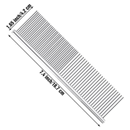 Metal Dog Comb Pet Steel Dematting Comb, Metal Cat Comb Detangler Flea Comb Doodle Brush for Removing Tangles and Knots, Professional Grooming Matting Tool for Long Haired Dogs, Cat and Other Pets