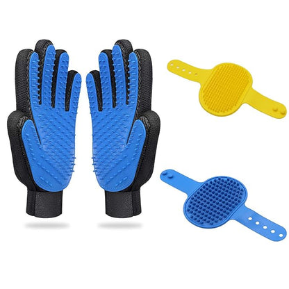 Dog Washing Gloves Brush for Pet: JOANGIHC 3PCS Dogs Shedding Wash Massage Gloves Grooming for Short Long Haired Dogs Cats (Light Yellow)