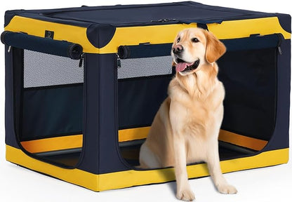 A4Pet Collapsible Dog Crate, Soft Dog Crate - 40 Inch Adjustable Stainless Steel Frame, Lightweight, Durable and Portable Crate with 3-Door, Travel Dog Kennel