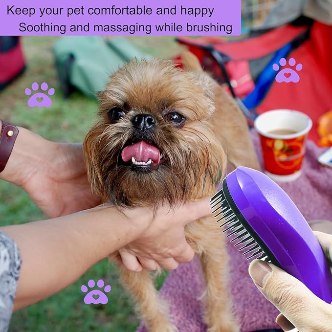 Puppy Brush, Soft Dog Brush for Grooming, Puppy Hair Remover Brush Comb, Grooming Tool for Poodles,Teddy, Yorkies, Maltese, Shih Tzu, Chihuahua, Deep Purple