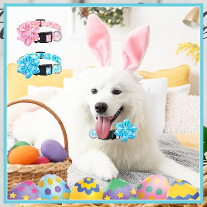 6 Pcs Valentine's Day Dog Collar with Flower Adjustable Valentine's Day Loving Heart Printed Collar for Dogs Holiday Safety Buckle Nylon Dog Collar for Female Male Small Medium Large Pet Dogs(Medium)