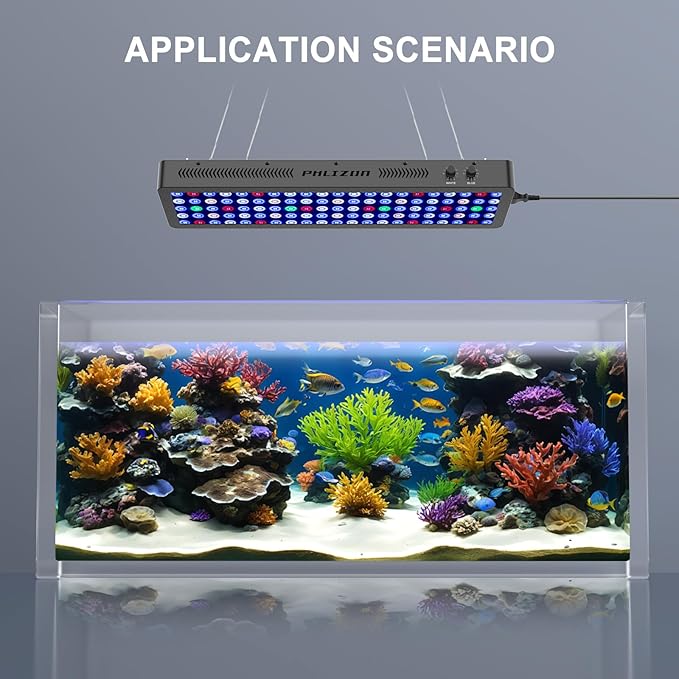 Phlizon 300W Dimmable Full Spectrum Aquarium LED Light Fish Tank Light with Daisy Chain Function for Saltwater Freshwater Coral Reef Fish Tank (28"x8.5"x2.4")