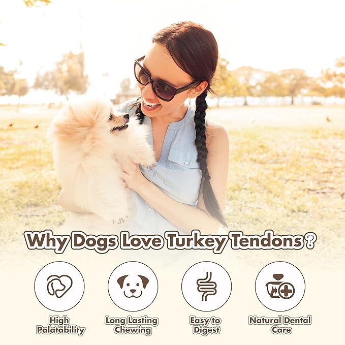 Turkey Tendon for Dogs, Turkey Treats Bone (L) 1 Unit per Pack, 100% Natural, USA-Sourced, High-Protein, Low-Fat, Long-Lasting Dog Chew, Rawhide Alternative, Hypoallergenic Puppy & Dog Treats