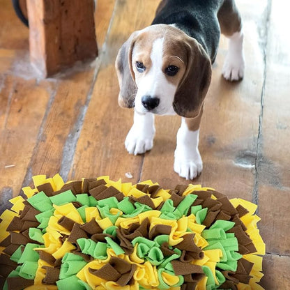 Pet Snuffle Mat for Dogs, Dog Feeding Mat, Nosework Training Mats for Foraging Instinct Interactive Puzzle Toys (Yellow&Brown&Green)