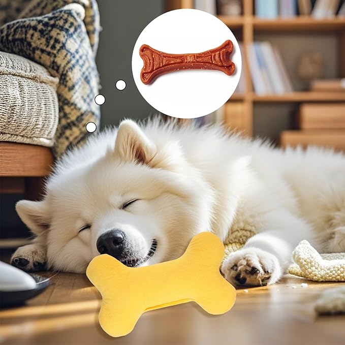 Dog Bone Pillow Bone Shape Pillow for Dogs 6 x 10 Inch Soft Calming Dog Toy for Small Medium Dogs
