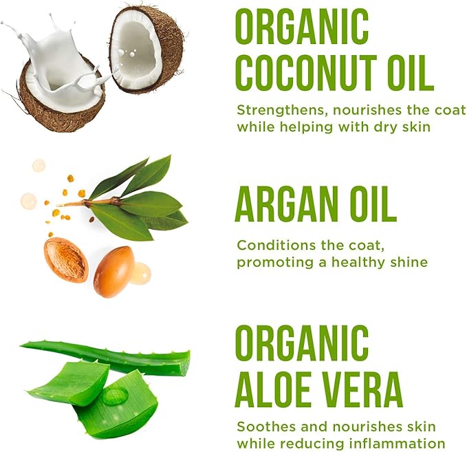 Dog Shampoo Professional Grooming, Coat Moisturizer & Soothes, Oatmeal and Aloe Vera Scent, Deodorizing Coat for Long Lasting Freshness, Hypoallergenic, Certified Organic, Made in The USA, 13.5 oz