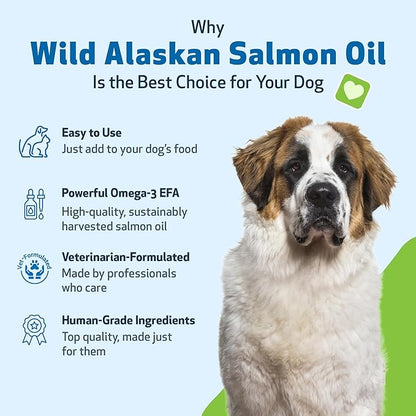 Pet Wellbeing Wild Alaskan Salmon Oil for Dogs - Wild-Caught, Cold-Processed, Daily Omega-3 Fish Oil for Healthy Coat and Skin, Joint Mobility and Strength - EPA, DHA - 16 fl oz (473 ml)