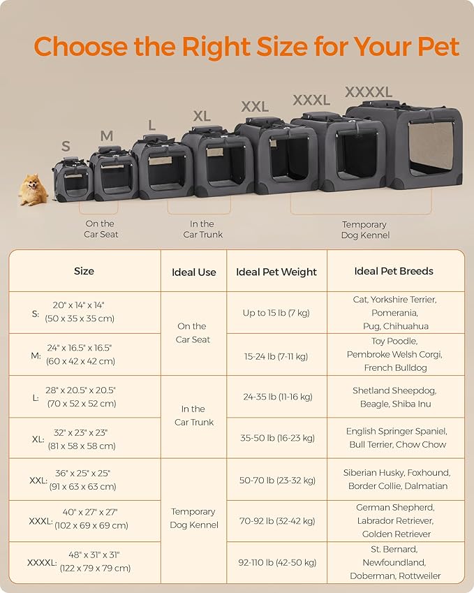 Feandrea 28 Inches Collapsible Soft Dog Crate, Portable Travel Dog Crate for Indoor and Outdoor Use, Dog Carrier Kennel with Safety Zippers, for Living Room, Car, Travelling, Camping, Gray UPDC70GY