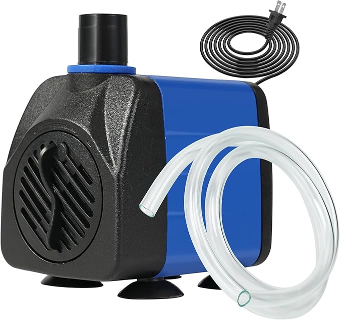 AQUANEAT Small Fountain Pump, 160 GPH Mini Submersible Water Pump with 3.3 ft Tubing, for Aquarium Fish Tank, Pet Water Fountain, Hydroponics, Pond Waterfall Filter Pump
