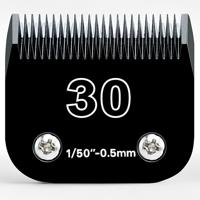 30 Detachable Dog Grooming Clipper Replacement Blades,Compatible with Andis Cut Length 1/50"(0.5mm),Compatible with Oster A5, Wahl KM Series Clippers, Made of Ceramic & Stainless Steel Blade