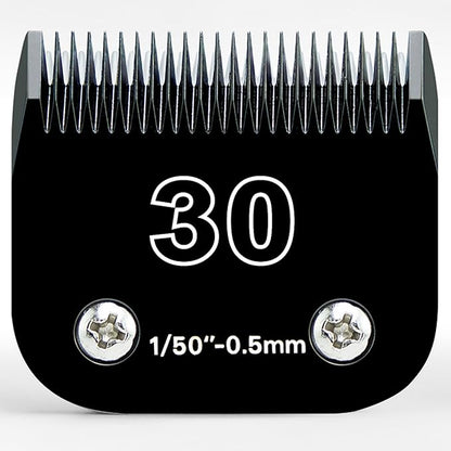 30 Detachable Dog Grooming Clipper Replacement Blades,Compatible with Andis Cut Length 1/50"(0.5mm),Compatible with Oster A5, Wahl KM Series Clippers, Made of Ceramic & Stainless Steel Blade