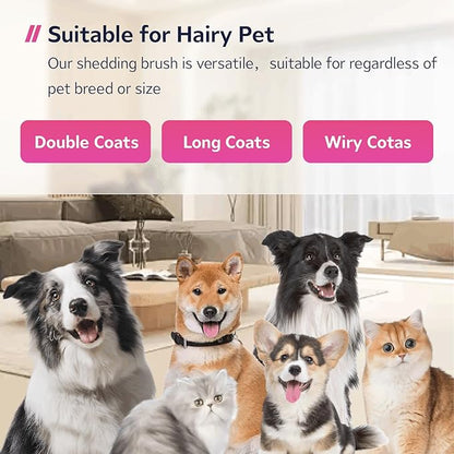 Cat & Dog Brush for Shedding and Dematting,Double-Sided Pet Hair Removal Tool With Metal Comb to Reduce Shedding and Remove Mats,Pet Grooming Brush for Small, Medium Dogs and Cats，pink