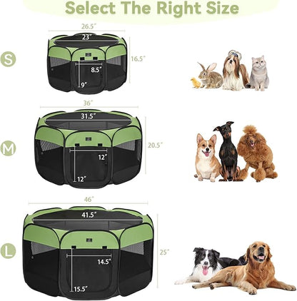 A4Pet Dog Playpen, Portable Pet Playpen, Foldable Dog Playpen Indoor/Outdoor - Ideal for Puppies, Kittens, and Small Animals - Removable Zipper & Collapsible Travel Bowl