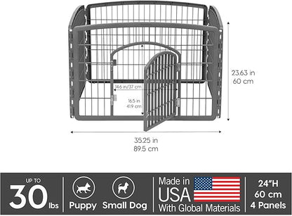 IRIS USA Puppy Playpen Dog Playpen Fence Enclosure with Dog Gate Door - Indoor Pet Playpen - 4 or 8 Panel