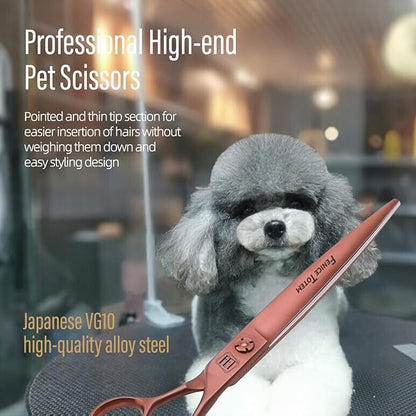 Dog Grooming Scissors: Terracotta 7.5 inch Pet Straight Shears Made Of Japanese VG10 Advanced Stainless Steel Professional Grooming Scissors for Dogs Cats and Other Pets
