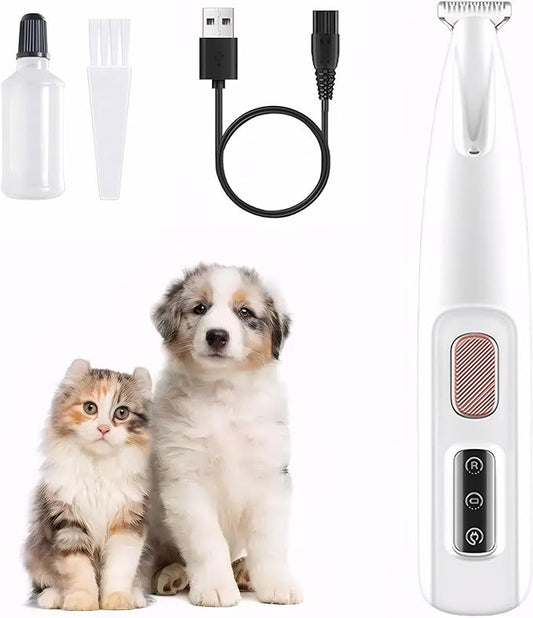 Dog Paw Trimmer, Electric Dog Clippers with LED Light, Rechargeable Low Noise Pet Hair Trimmer for Grooming, Cordless Pet Paw Trimmer, Pet Hair Shaver for Small Dogs Cats
