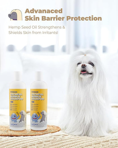 [PETHROOM] Premium Oatmeal Dog Shampoo for Itchy Sensitive Skin Relief – 500ml | Hypoallergenic Dog Shampoo with Oat, Hemp, Lavender & Milk Protein, Dry Skin Treatment, and Allergy Relief (Oatmeal)