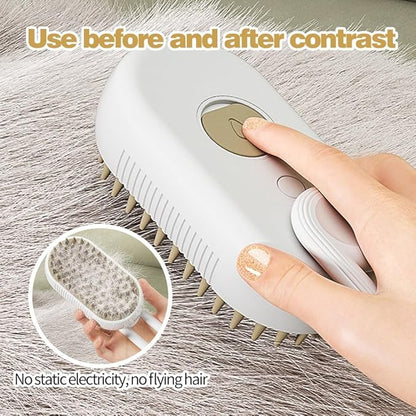 Nidouillet Steamy Cat Brush, 3 in 1 Multifunctional Cat Steamy Brush, Steam Cat Hair Brush for Massage, Electric Steamy Dog Brush,Pet Steam Brush for Removing Tangled And Loose Hair (coffee)