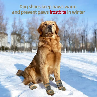 Dog Shoes for Large Dogs, Medium Dog Boots & Paw Protectors for Hardwood Floors, Outdoor Dog Booties for Hot Pavement Winter Snow Hiking, Waterproof Dog Shoes with Reflective Strips Size 3