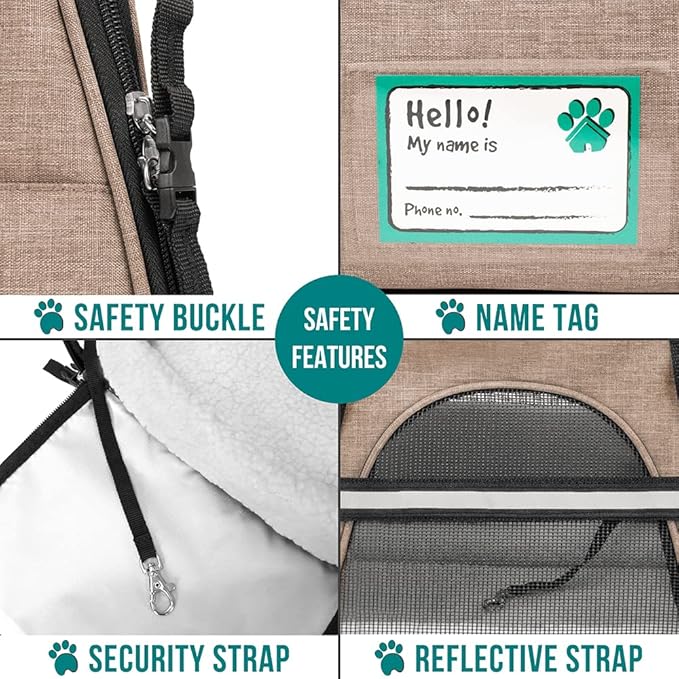 PetAmi Airline Approved Pet Carrier for Cat, Soft Sided Dog Carrier for Small Dog, Cat Travel Supplies Accessories for Indoor Cat, Ventilated Pet Carrying Bag Medium Kitten Puppy, Large Heather Taupe