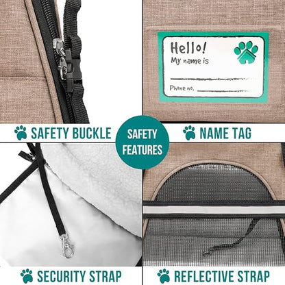 PetAmi Airline Approved Pet Carrier for Cat, Soft Sided Dog Carrier for Small Dog, Cat Travel Supplies Accessories for Indoor Cat, Ventilated Pet Carrying Bag Medium Kitten Puppy, Large Heather Taupe