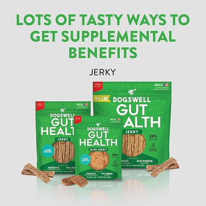 DOGSWELL Gut Health Meaty Jerky Dog Treats, Lamb, 20 oz. Pouch