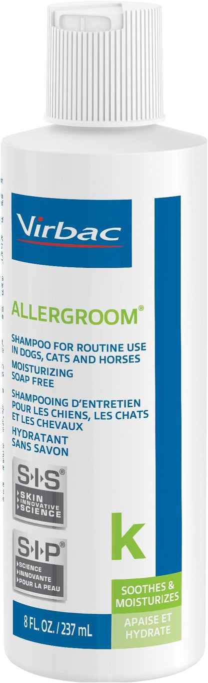 Virbac Allergroom Pet Shampoo For Dogs, Cats & Horses (8 oz) - For Normal or Dry Skin